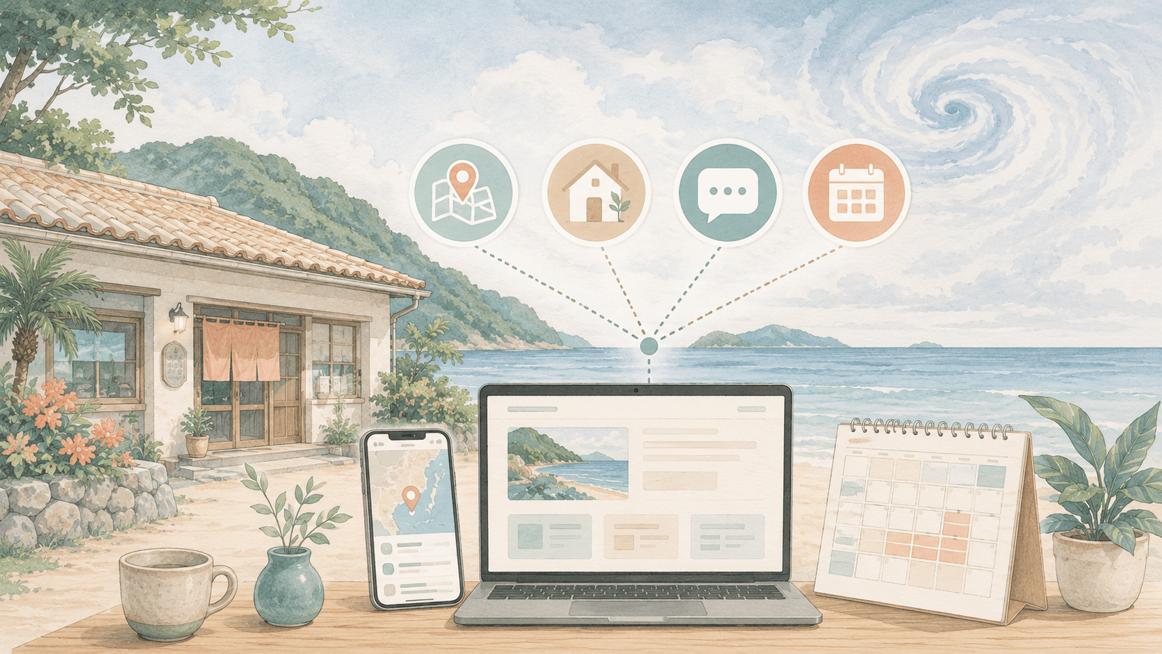 奄美で台風接近。宿・店舗はホームページ・Google・LINEをどう更新する?